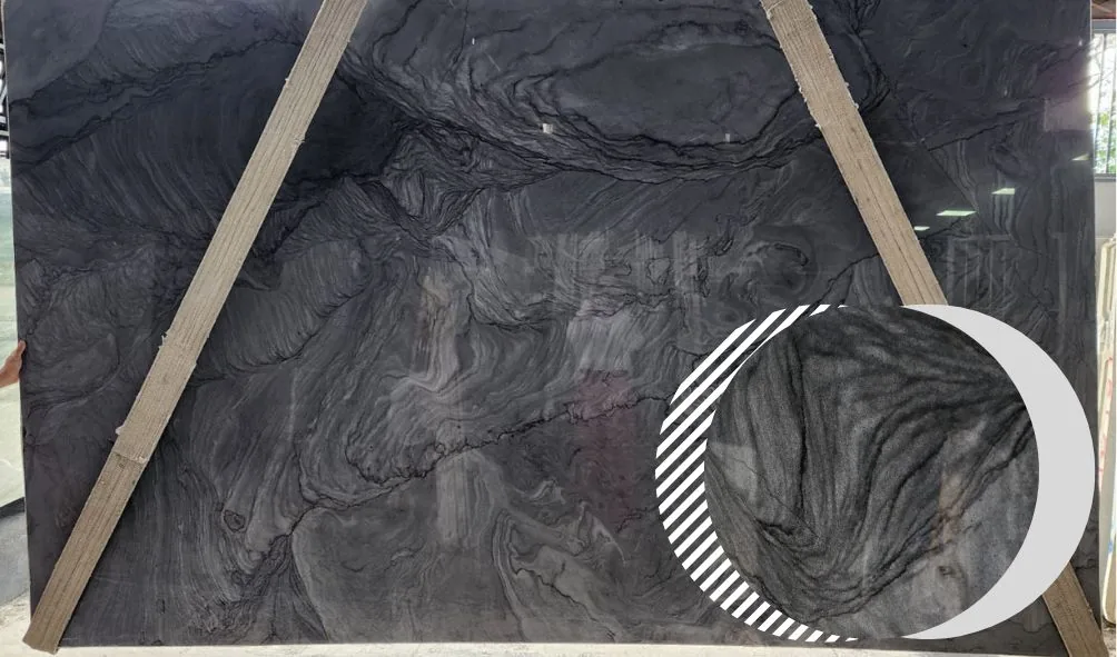 Chapa de Quartzito London Grey, quartzito cinza com veios claros, contemporâneo e versátil