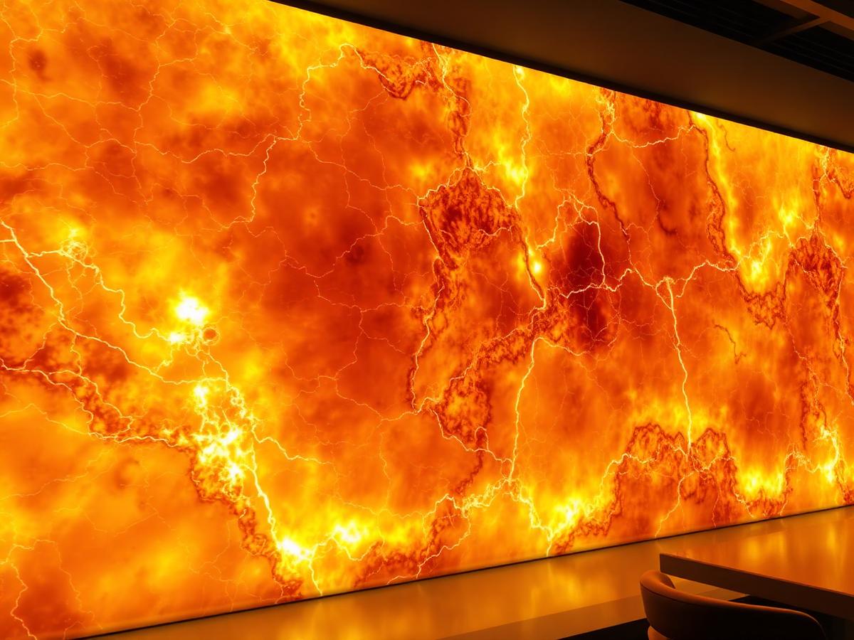 Painel de ônix mel retroiluminado com veios âmbar